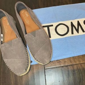 Women's Grey Suade TOMS Slip-Ons